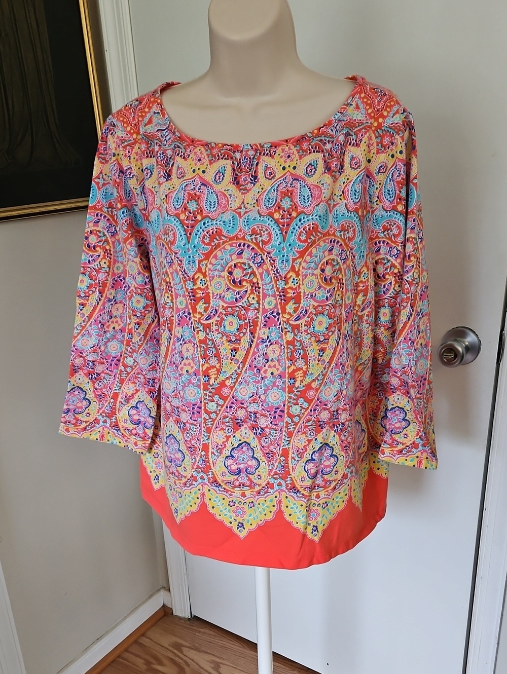 Talbots Vibrant Medallion Paisley Top Size XL